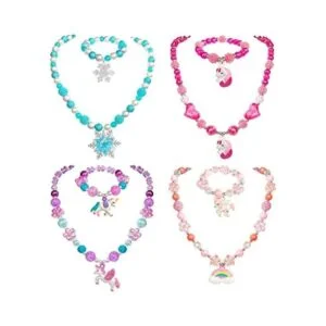 EleMirsa Juego de 4 collares de unicornio para niña y_1