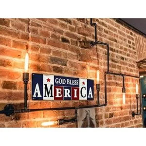ALREAR Letreros de metal con texto en inglés God Bless_6