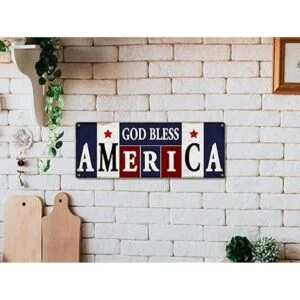 ALREAR Letreros de metal con texto en inglés God Bless_4