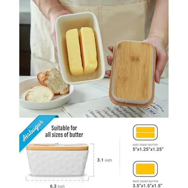 Mantequera grande de porcelana con tapa y cuchillo para_2
