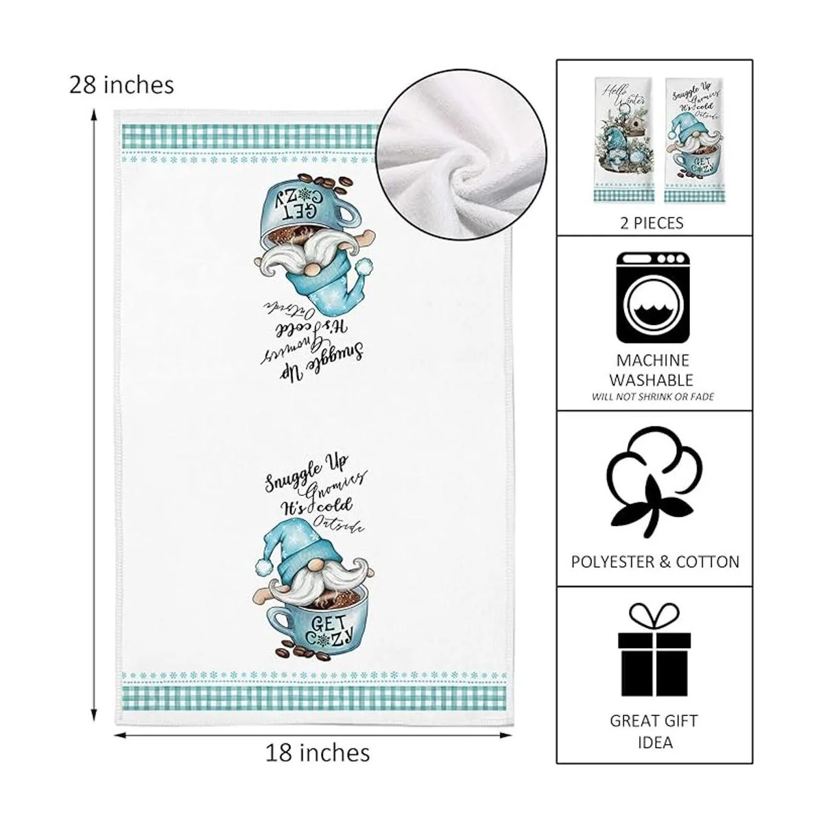 Seliem Hello Winter Gnome Joy Toalla de cocina con diseño_3