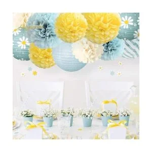 NICROLANDEE 12 faroles de papel de margaritas amarillas y_6