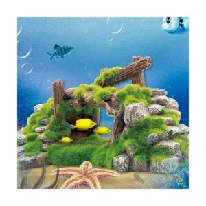 Decoración de pecera de musgo plantas de piedra ruinas_5