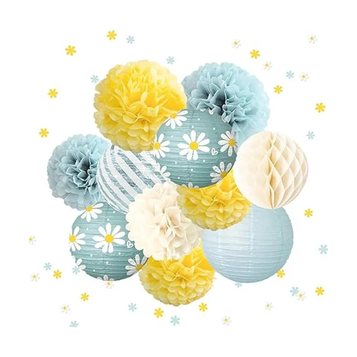 NICROLANDEE 12 faroles de papel de margaritas amarillas y_1