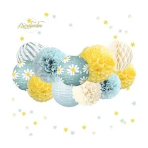 NICROLANDEE 12 faroles de papel de margaritas amarillas y_2