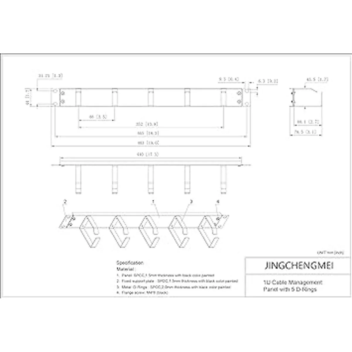 Jingchengmei Gestor de cables horizontal de metal de 19_3