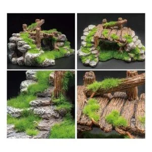 Decoración de pecera de musgo plantas de piedra ruinas_6