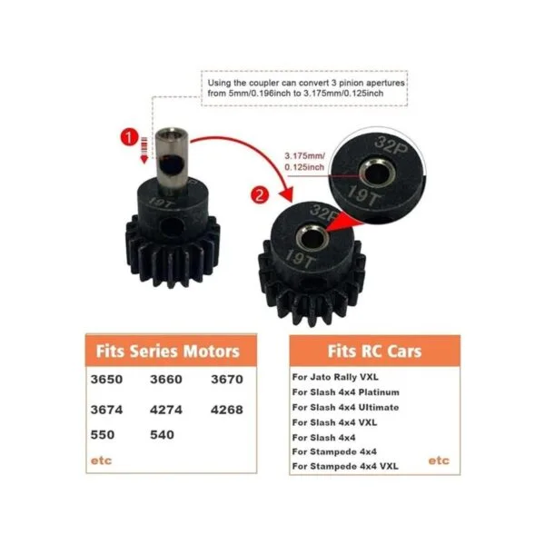 Rc Metal Steel 54T 32P Engranaje Espuela con 15T17T19T_3
