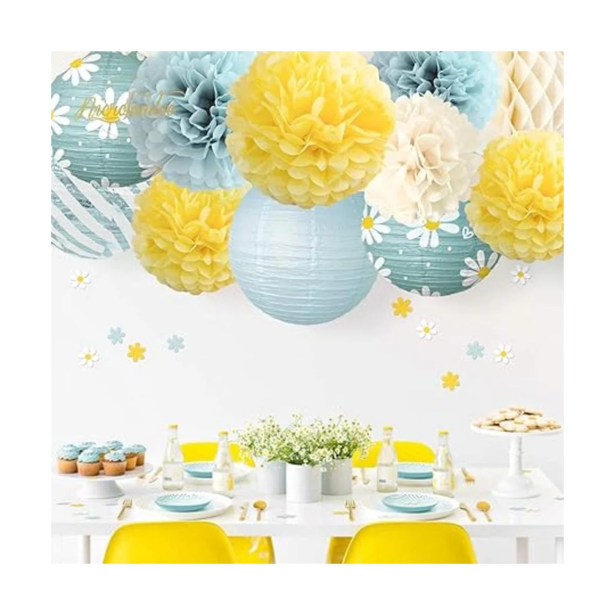 NICROLANDEE 12 faroles de papel de margaritas amarillas y_5