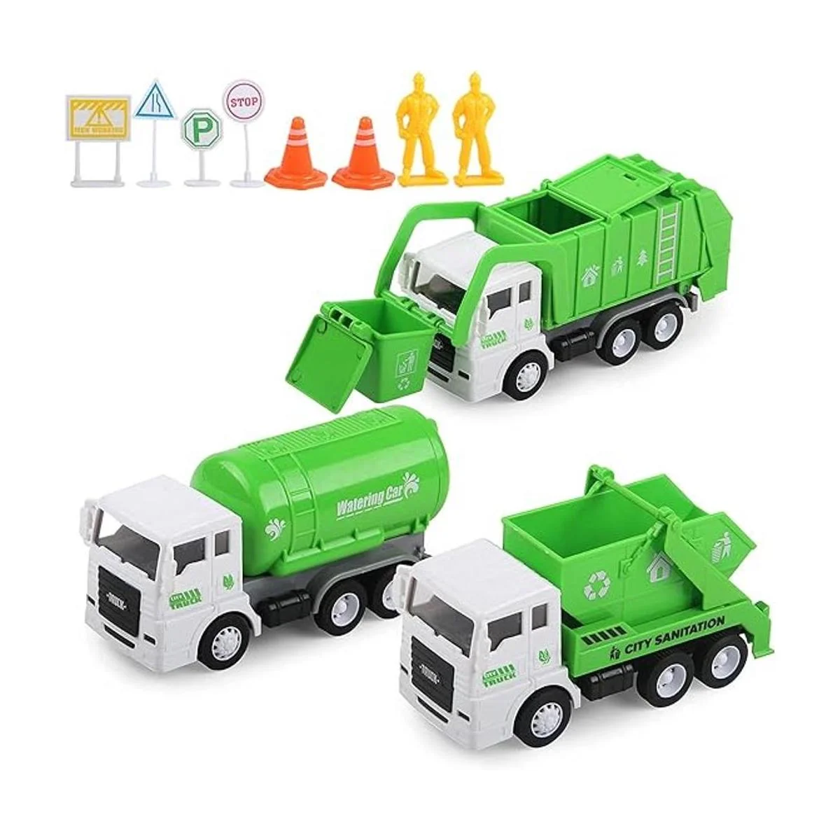 Juego de 3 vehículos de juguete camión de saneamiento_1