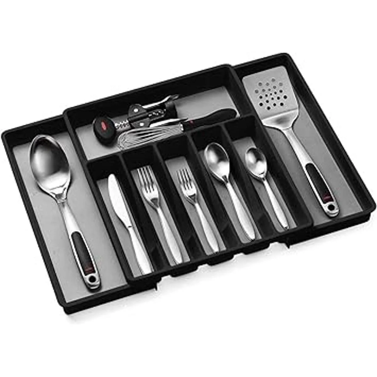 Organizador de cajones de cubiertos expandible bandeja de_7