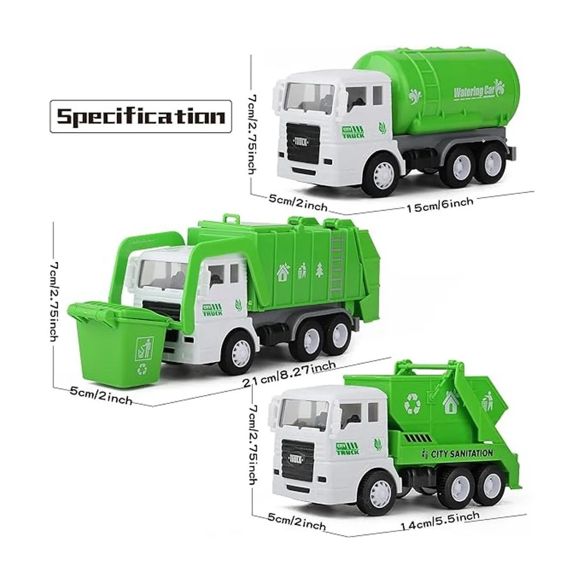 Juego de 3 vehículos de juguete camión de saneamiento_6