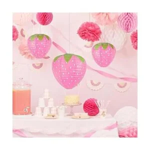 3 faroles de fiesta de fresa rosa decoración de fiesta_3