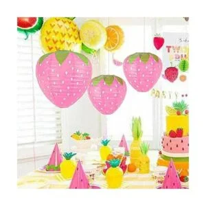 3 faroles de fiesta de fresa rosa decoración de fiesta_2