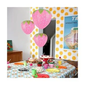 3 faroles de fiesta de fresa rosa decoración de fiesta_4