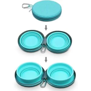 KALLAK Cuencos plegables de silicona para perros con_3
