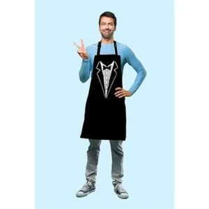 Beabes Delantal de cocina para hombre color negro y blanco_3