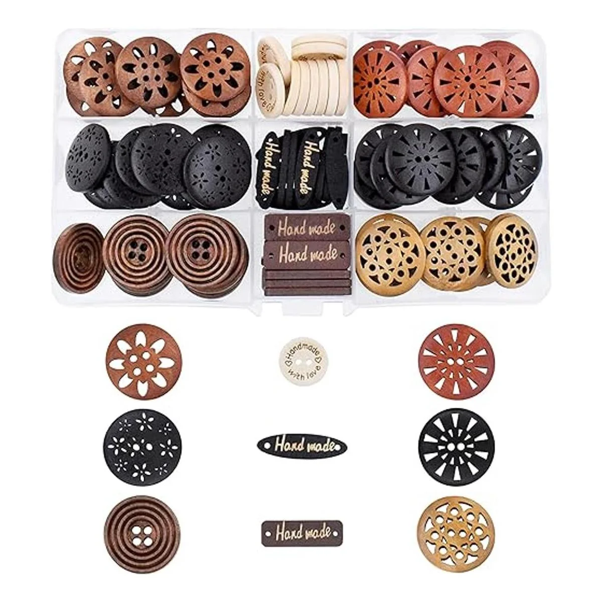 Mandala Crafts Botones grandes de madera para_1