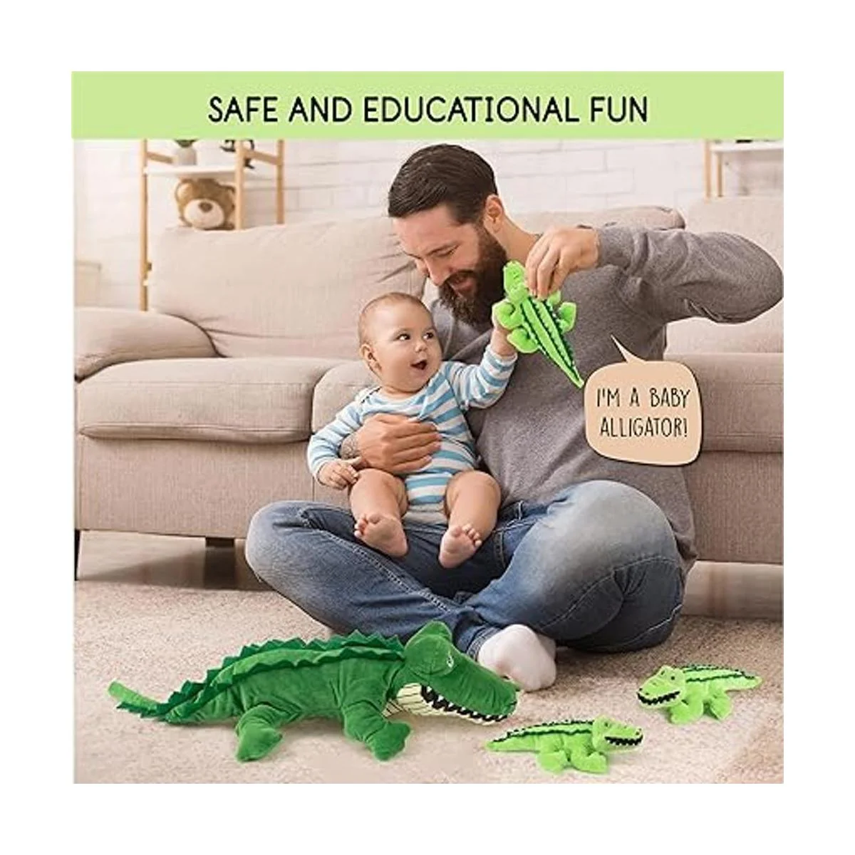 Mamá de peluche parlante con 3 caimanes en su abdomen_5