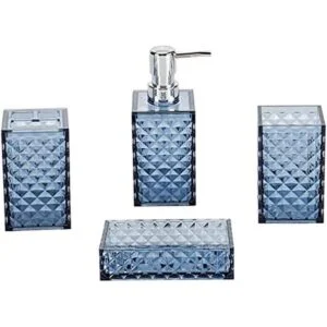 Juego de accesorios de baño azul 4 piezas cuadrados de_1