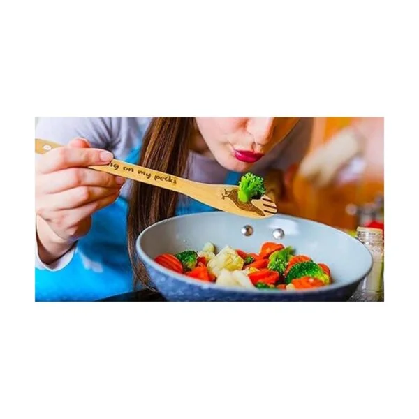 Juego de 5 cucharas de cocina de madera de gallo regalo_4