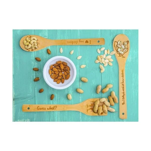 Juego de 5 cucharas de cocina de madera de gallo regalo_6