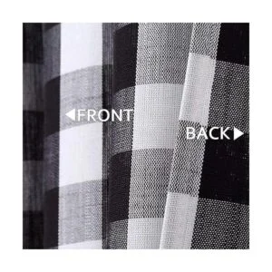 Cortinas de cenefa con lazo a cuadros negros y blancos_6