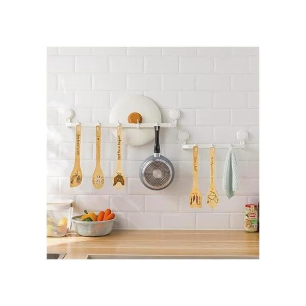 Juego de 5 cucharas de cocina de madera de gallo regalo_7