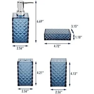 Juego de accesorios de baño azul 4 piezas cuadrados de_2