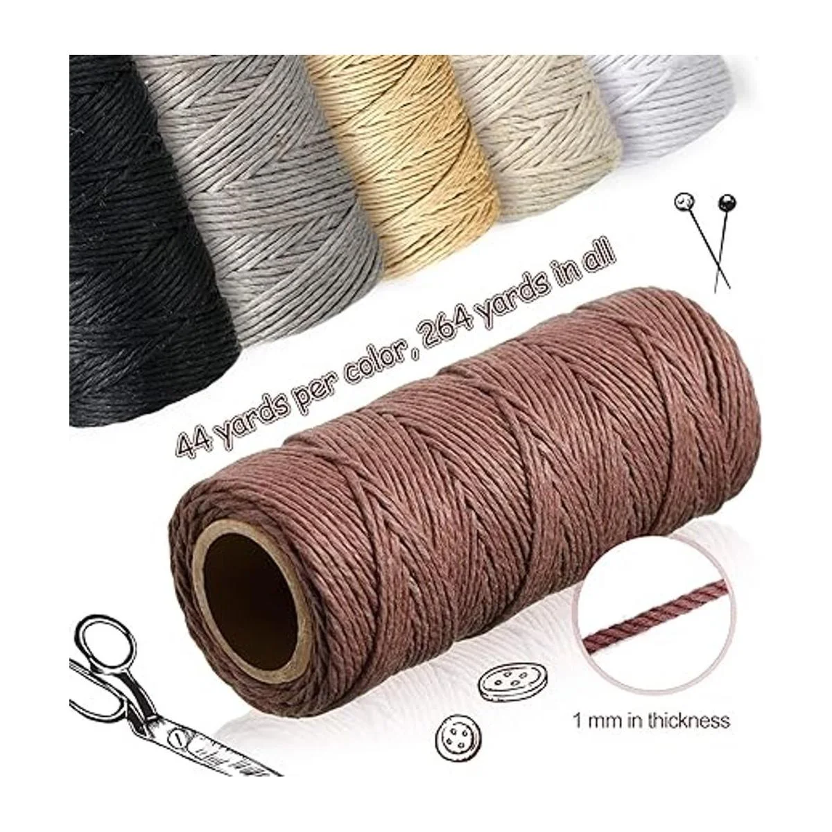 Juego de 6 rollos de hilo de hilo de hilo de lino cuerda_2