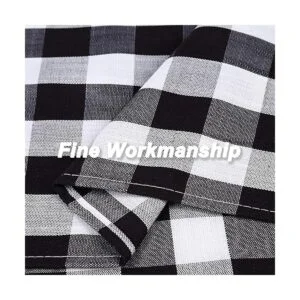 Cortinas de cenefa con lazo a cuadros negros y blancos_5