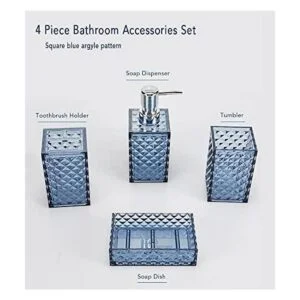 Juego de accesorios de baño azul 4 piezas cuadrados de_3