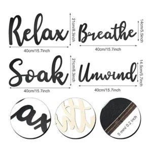 4 piezas de decoración de baño letrero de madera para_2