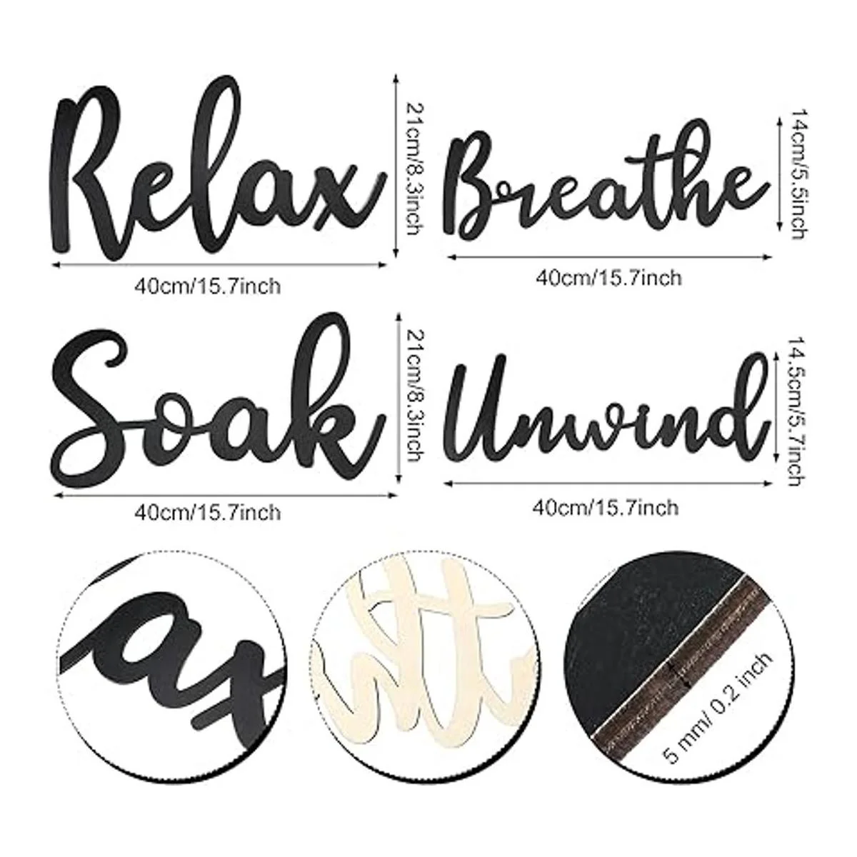 4 piezas de decoración de baño letrero de madera para_2