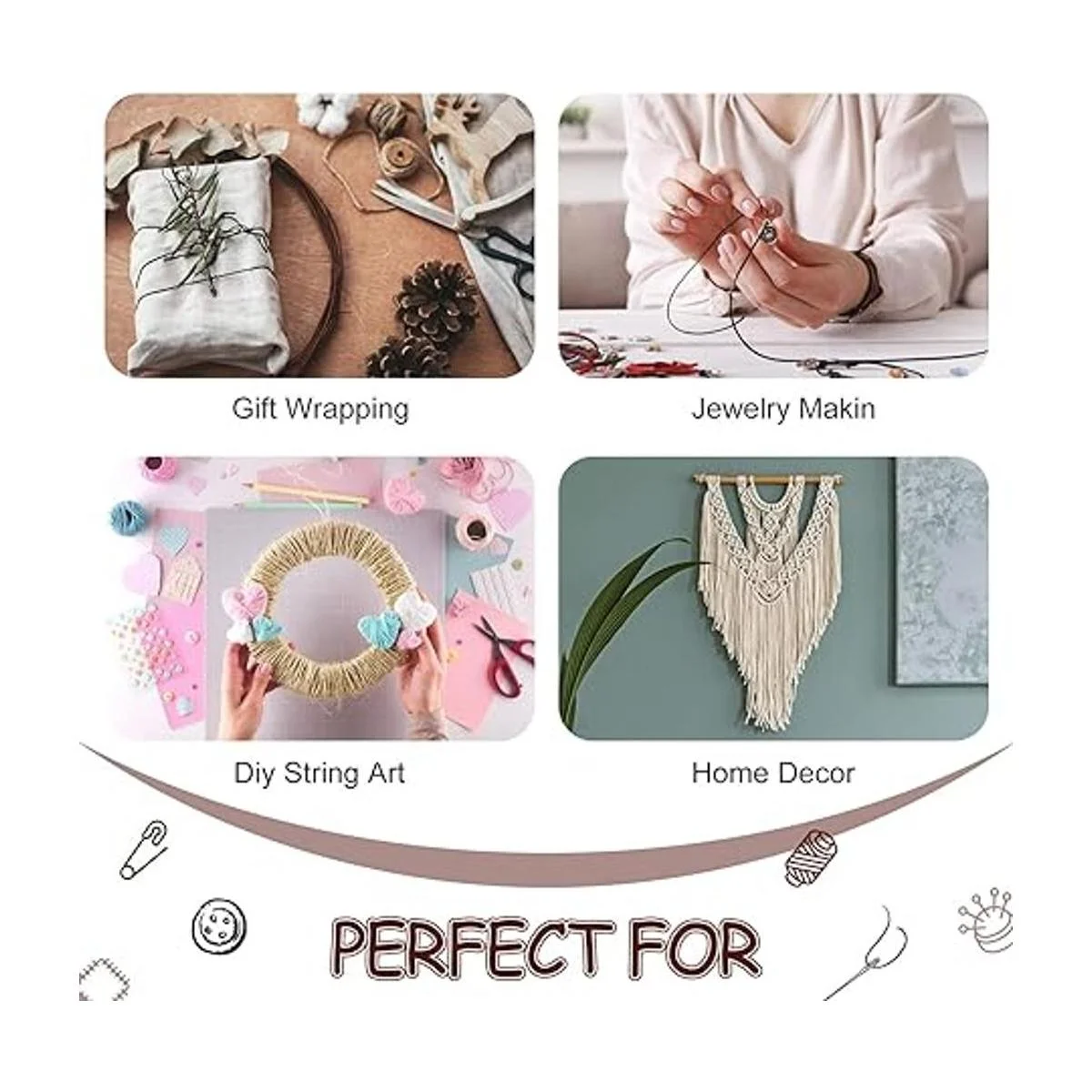 Juego de 6 rollos de hilo de hilo de hilo de lino cuerda_5