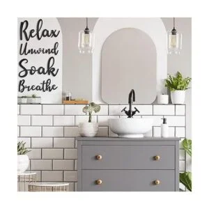 4 piezas de decoración de baño letrero de madera para_5
