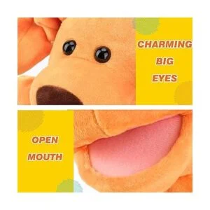 Easfan Marioneta de mano de perro de peluche con boca_4