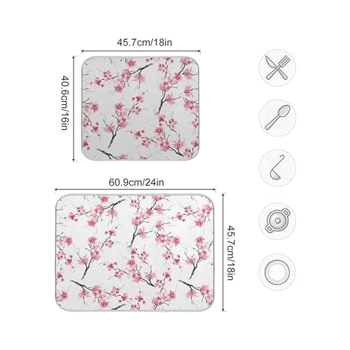 Estera de secado de platos con flores de cerezo 6.3 x 7.1_3