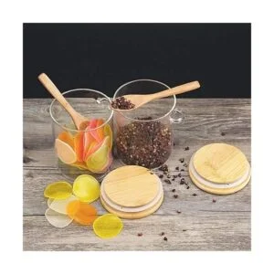 2 recipientes de vidrio de 17 onzas con tapa hermética de_2