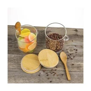 2 recipientes de vidrio de 17 onzas con tapa hermética de_6