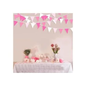 Kit de guirnalda de banderín de tela rosa fuerte de 32_3