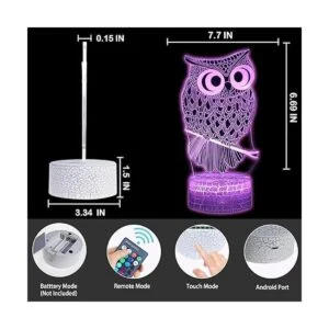 TriPro Lámpara de mesa con diseño de búho en 3D para_3