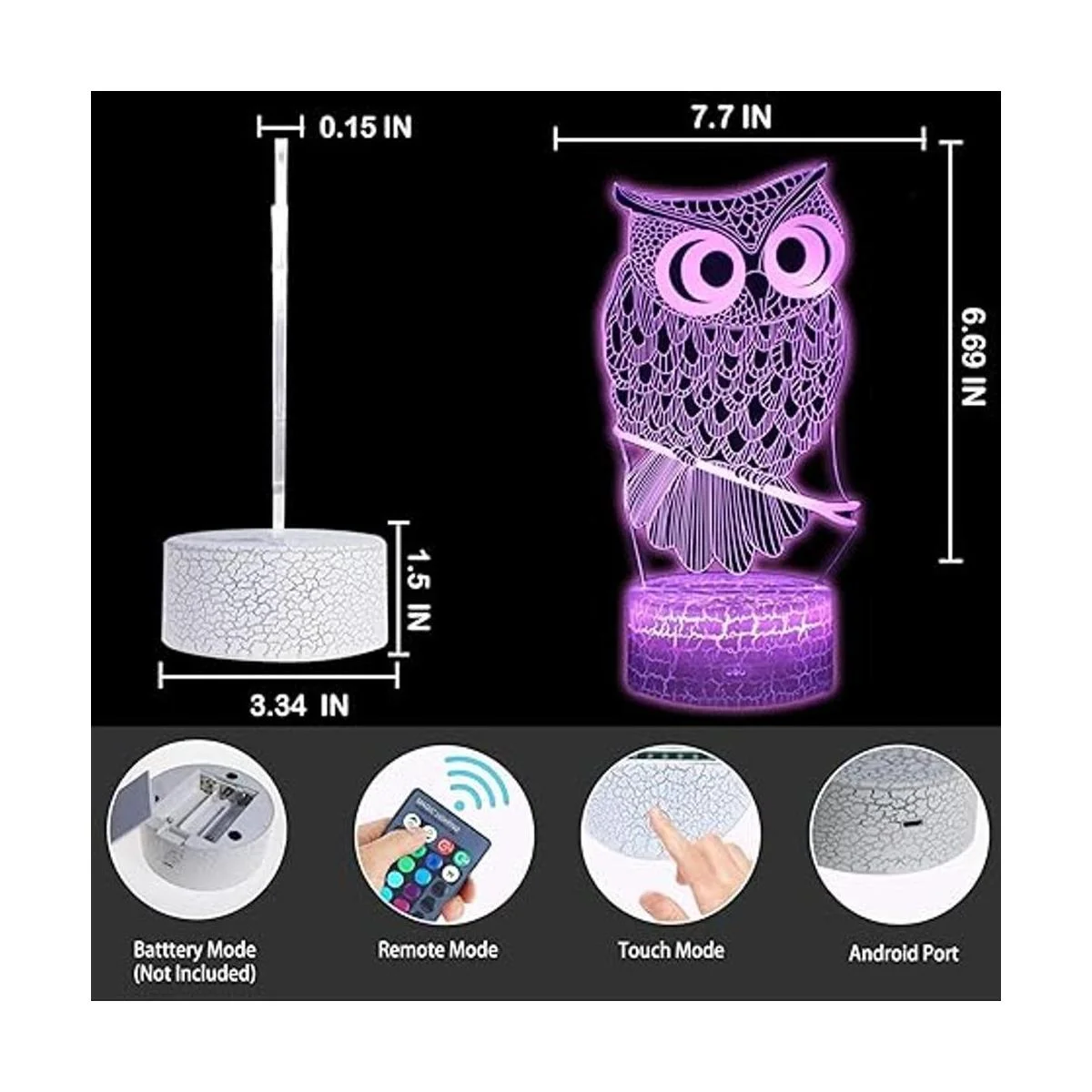 TriPro Lámpara de mesa con diseño de búho en 3D para_3