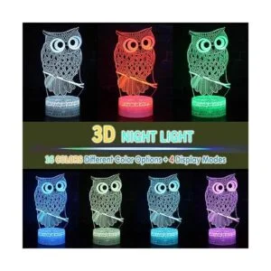 TriPro Lámpara de mesa con diseño de búho en 3D para_2