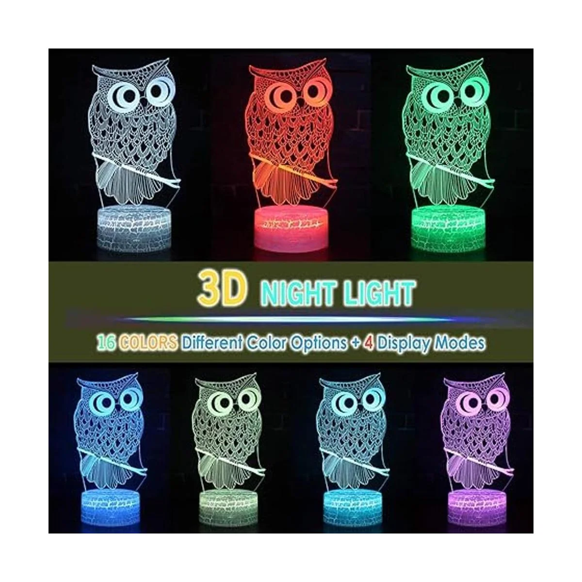 TriPro Lámpara de mesa con diseño de búho en 3D para_2