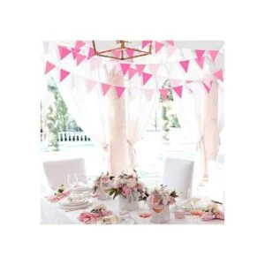 Kit de guirnalda de banderín de tela rosa fuerte de 32_6