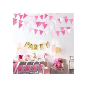 Kit de guirnalda de banderín de tela rosa fuerte de 32_5