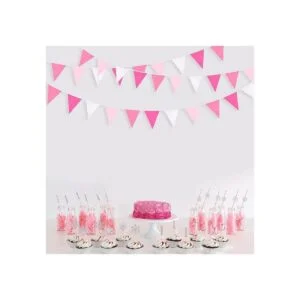 Kit de guirnalda de banderín de tela rosa fuerte de 32_4