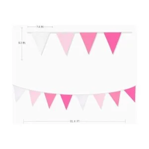 Kit de guirnalda de banderín de tela rosa fuerte de 32_2