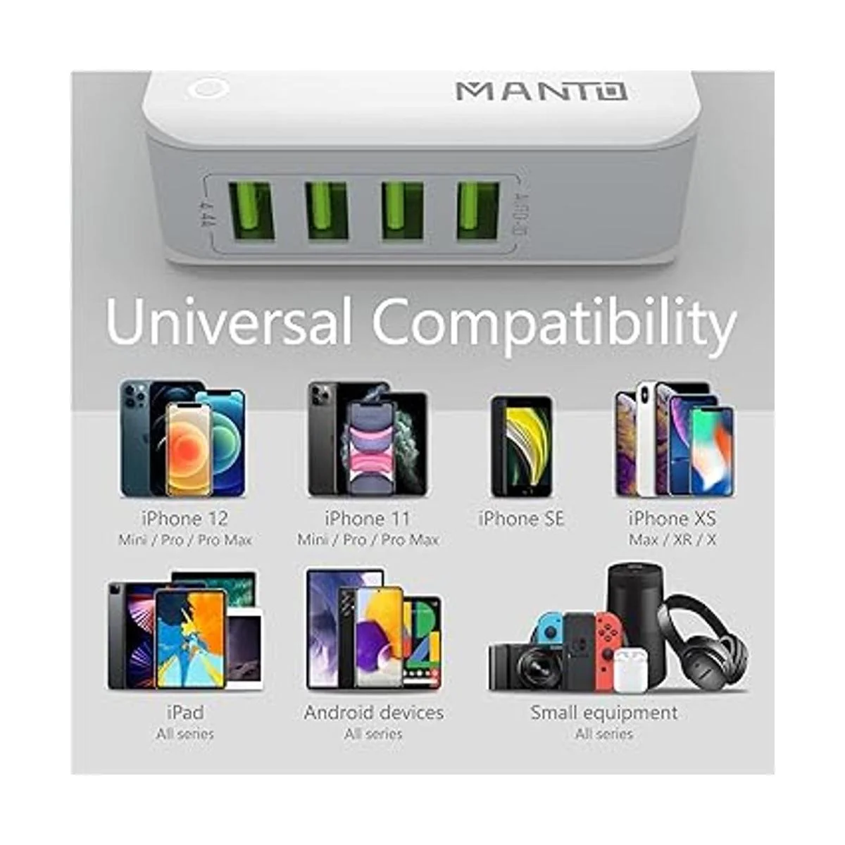 Cargador de pared USB múltiple MANTO 4.4A22W 4 puertos_6